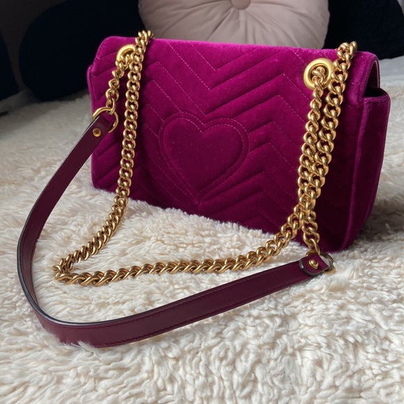 Gucci  GG Metelasse Marmont Small Velvet Shoulder Bag - Picture 9 of 13
